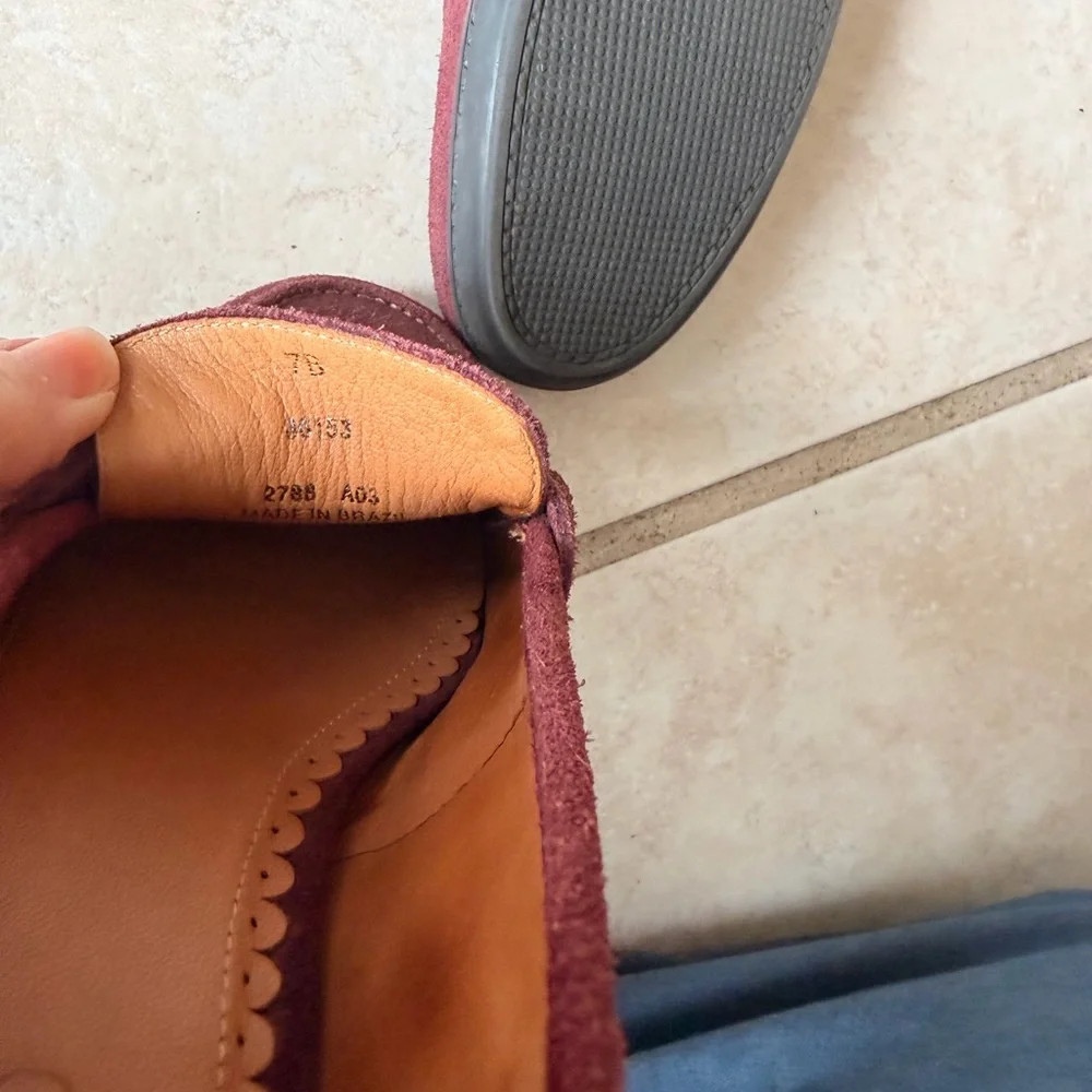 Land’s End Women’s Suede Penny Loafers in Burgundy